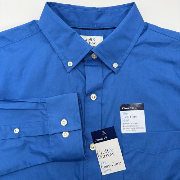 croft & barrow Other - Croft‎ & Barrow Button Up Mens M Blue Easy-Care Shirt Classic Fit NWT